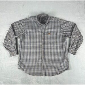 Carhartt Rugged Workwear Button Shirt Mens XL Brown and Blue Plaid Long Sleeve